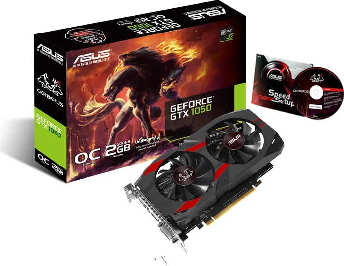 ASUS Cerberus GeForce GTX 1050 OC, CERBERUS-GTX1050-O2G, 2GB GDDR5, DVI, HDMI, DP