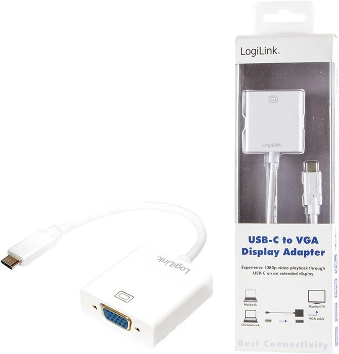 LogiLink USB 3.0 Typ-C Adapterkabel, USB-Typ-C [Stecker] auf VGA [Buchse]