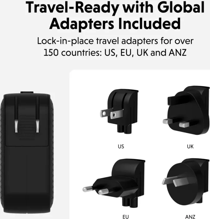 Hyper HyperJuice USB-C GaN Travel Charger, 2x USB-C + 1x USB-A, 140W, schwarz