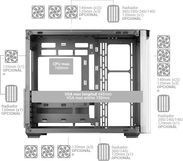 Mars Gaming MC-Fusion White, Glasfenster