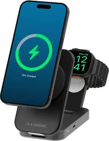 Alogic Flip 2-in-1 Qi2 Schnellladestation schwarz/grau