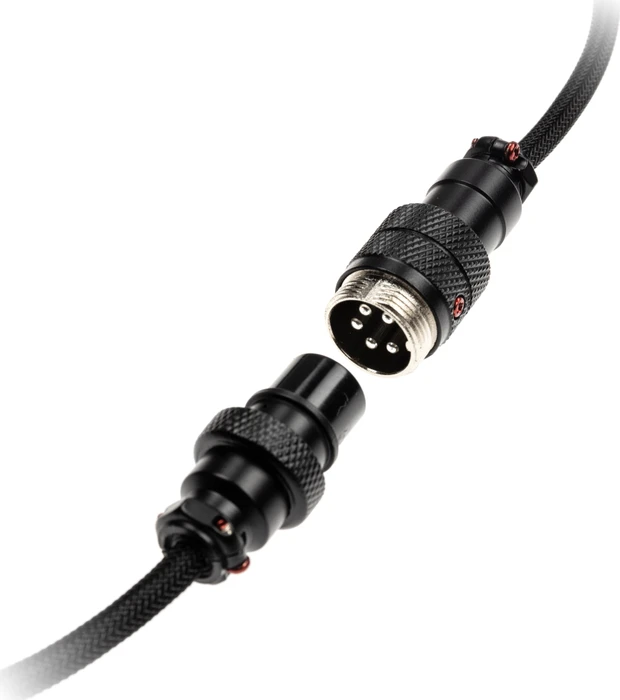 Ducky Premicord Spiralkabel USB-C auf USB-A, Tastaturkabel (Spiral-Textilkabel), 1.8m, Black Edition