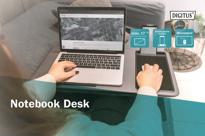 Digitus Notebook Desk, Notebook-Stand bis 17", grau