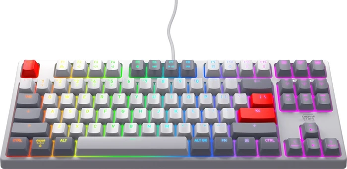 Cherry Xtrfy K4V2 TKL, Retro, grau, LEDs RGB, MX2A RGB RED, USB, DE