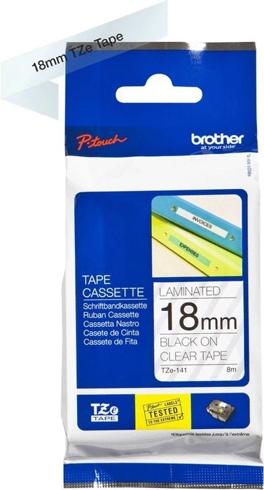 Brother TZe-141 Beschriftungsband, 18mm, schwarz/transparent