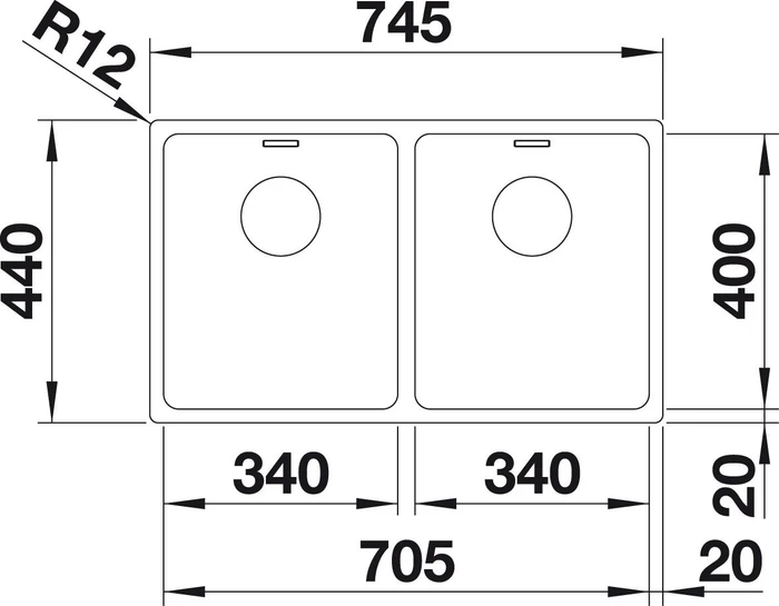 Blanco Andano 340/340-IF InFino Doppelspüle edelstahl