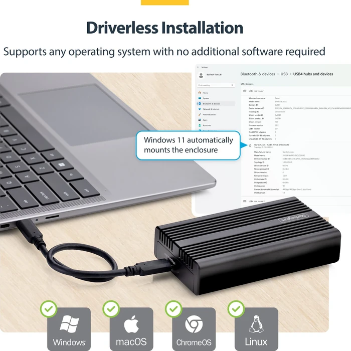 StarTech External NVMe Enclosure, USB4