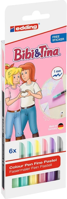 edding 1200 Bibi & Tina pastell sortiert, 6er-Set, Etui