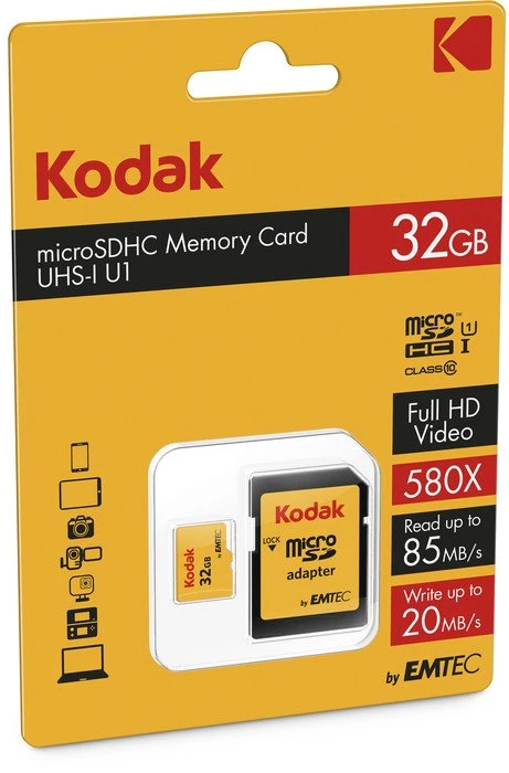 Kodak 580X R85/W20 32GB Kit, UHS-I U1, Class 10