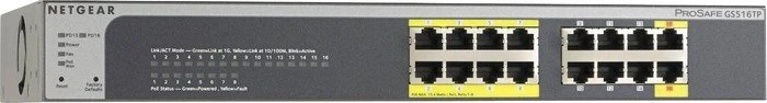 Netgear ProSAFE GS500 Desktop Gigabit Smart Switch, 16x RJ-45, 76W PoE PD