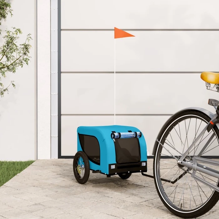 vidaXL Hunde 124x53cm Fahrradanhänger blau