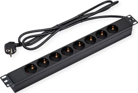 Value 19" Aluminium Steckdosenleiste, 1HE, 8-fach, 250V, schwarz, 1.8m