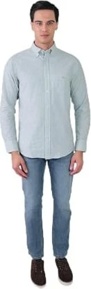 Gant Regular Fit Banker Stripe Classic Oxford Hemd langarm forest green (Herren)
