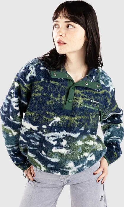 Columbia Helvetia II Cropped Sherpa Half Snap Fleece Print Pullover everblue sisters/rain forest (Damen)