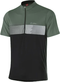 Löffler Scala Half-Zip Trikot kurzarm black/olive (Herren)