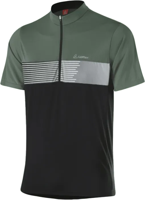 Löffler Scala Half-Zip Trikot kurzarm black/olive (Herren)