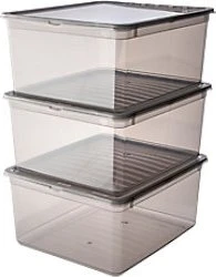 Keeeper Bea Aufbewahrungsbox, 18l, grau/transparent, 3er-Pack