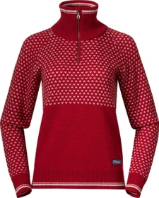 Bergans Alvdal Wool Half Zip Strickpullover red/vanilla white (Damen)