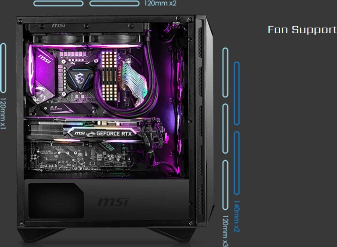 MSI MPG Gungnir 110R, schwarz, Glasfenster