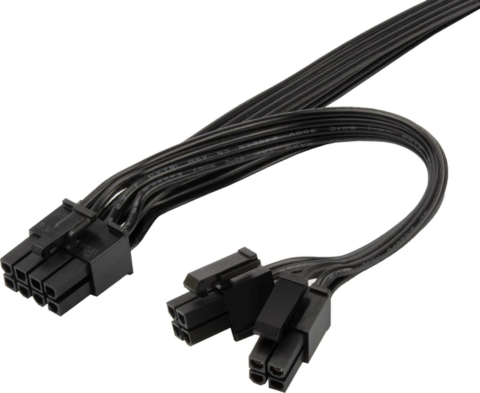 SilverStone PP13, 8-Pin EPS Stecker auf 8-Pin EPS Stecker und 4/8-Pin ATX12V Stecker, Adapterkabel, schwarz, 750mm