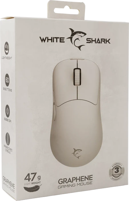 White Shark Graphene Gaming Mouse, weiß, USB