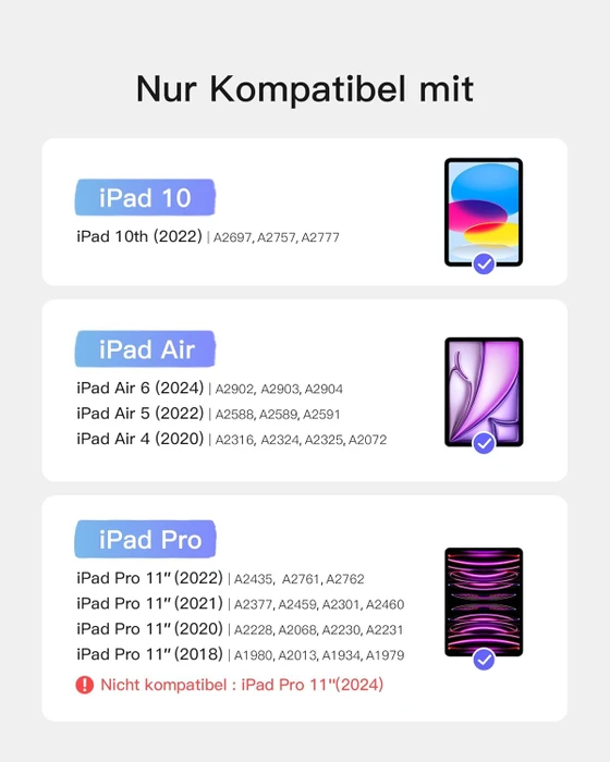 Inateck Ultraleicht Tastatur für iPad Air 6/iPad Air 5/iPad Pro 11", grau, DE