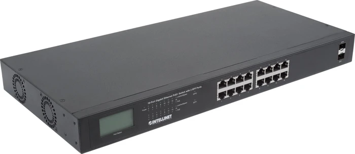 Intellinet Rackmount Gigabit Switch, 16x RJ-45, 2x SFP, 370W PoE+