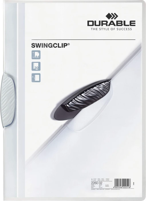 Durable Swingclip Klemmmappe, A4, weiß/transparent