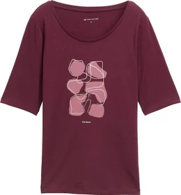 Tom Tailor Print T-Shirt kurzarm bordeaux red (Damen)