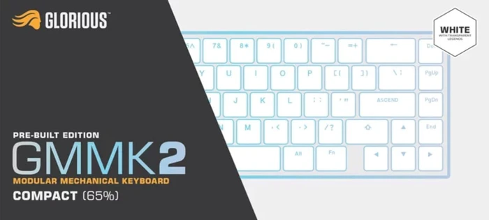 Glorious GMMK 2 Compact, 65%, weiß, LEDs RGB, Glorious Fox Linear, USB, UK