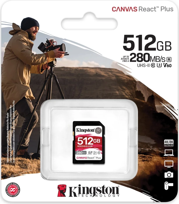 Kingston Canvas React Plus V60 R280/W150 512GB, UHS-II U3, Class 10