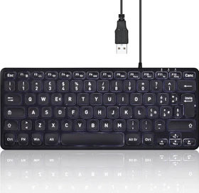 Perixx Periboard-332 Mini, schwarz, LEDs weiß, USB, IT (12116)