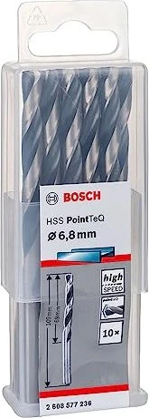 Bosch Professional HSS PointTeQ Spiralbohrer, 6.8x69x109mm, 10 Stück