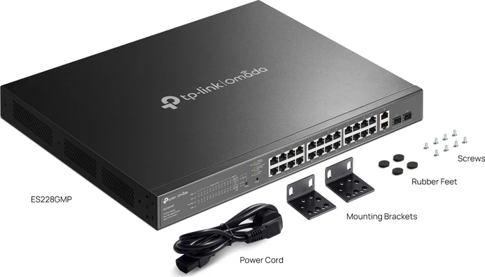TP-Link Omada ES200 Rackmount Gigabit Managed Switch, 26x RJ-45, 2x SFP, 384W PoE+