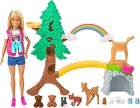 Mattel Barbie - Waldtier-Forscherin Spielset mit blonder Puppe