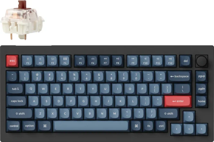 Keychron V1 Max, Carbon Black, LEDs RGB, hot-swap, Gateron Jupiter BROWN, USB/Bluetooth, US