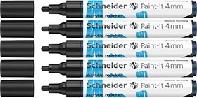 Schneider Paint-It 320 4mm Acrylmarker schwarz, 5er-Pack