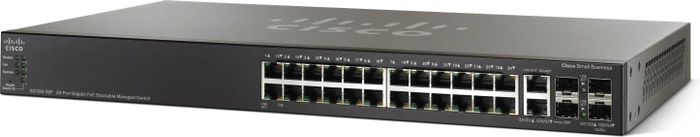 Cisco SG500 Rackmount Gigabit Managed Stacking Switch, 24x RJ-45, 2x RJ-45/SFP, 180W PoE+