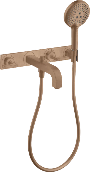 Hansgrohe Axor Citterio 3-Loch Wannenkombination mit Hebelgriffen und Platte brushed red gold