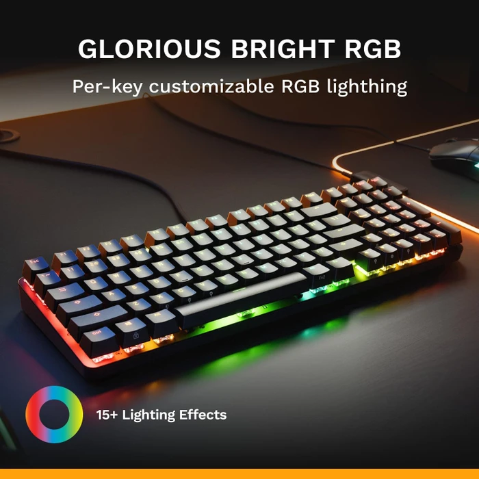 Glorious GMMK Eternal 96%, schwarz, LEDs RGB, Glorious Fox Linear, USB, UK