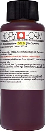 Kopyform Kompatible Lebensmitteltinte für Canon, gelb, 100ml