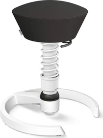 Aeris Swopper New Edition Bürohocker mit Gleitern, Feder Standard, Gestell Alu weiß, Bezug Leder Atlantic schwarz