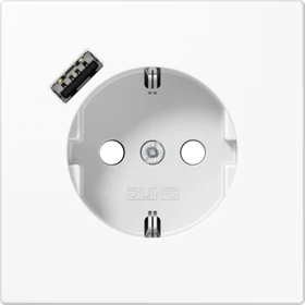 Jung SCHUKO-Steckdose mit USB-Ladegerät Safety+, alpinweiß