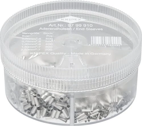 Knipex Sortimentsboxen mit 1900 unisolierten Aderendhülsen 5 x Aderendhülsen Sets