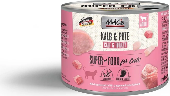 MAC's Cat Kalb und Pute Adult, 1.20kg (6x 200g)