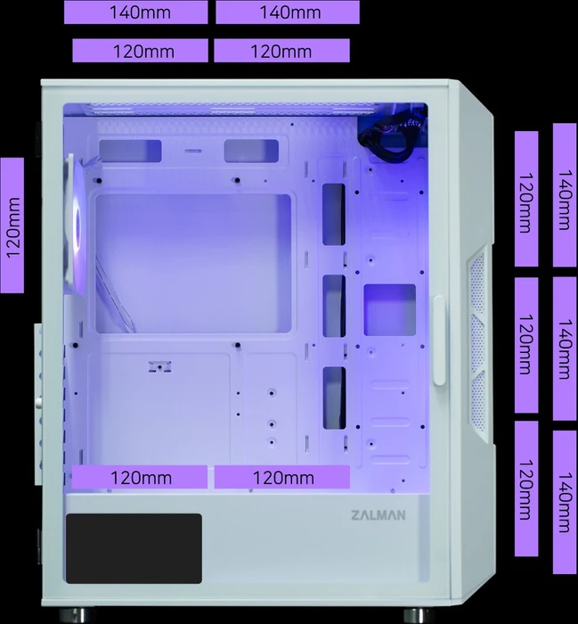 Zalman i3 Neo ARGB, weiß, Glasfenster