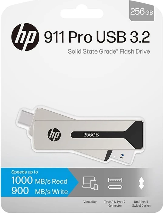 PNY HP 911 Pro 256GB Pearl Nickel, USB-A + USB-C, USB 3.2 Gen 1×1