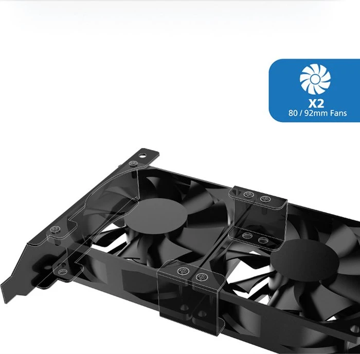 Akasa Lüfter-Montagehalterung für PCI-Slot für 1x/2x 80/92mm Lüfter
