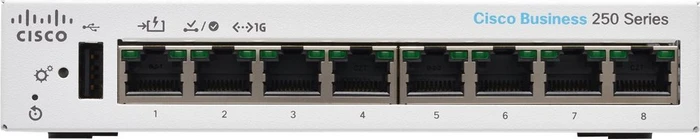 Cisco Business 250 Desktop Gigabit Smart Switch, 8x RJ-45, PoE PD
