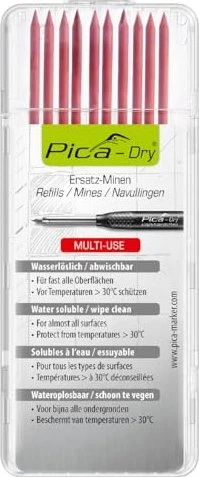 Pica-Marker Dry Set Multi-Use Bleistiftmine rot, 10er-Pack